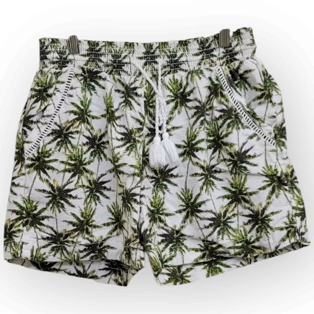 Briggs Shorts Tropical Palm Tree Print, Boho, Linen Blend Lightweight, Sz L